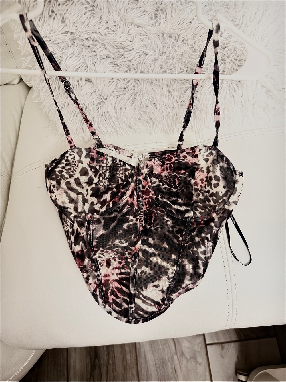 Forever 21 Leopard Print Bustier Cami in Pink & Black